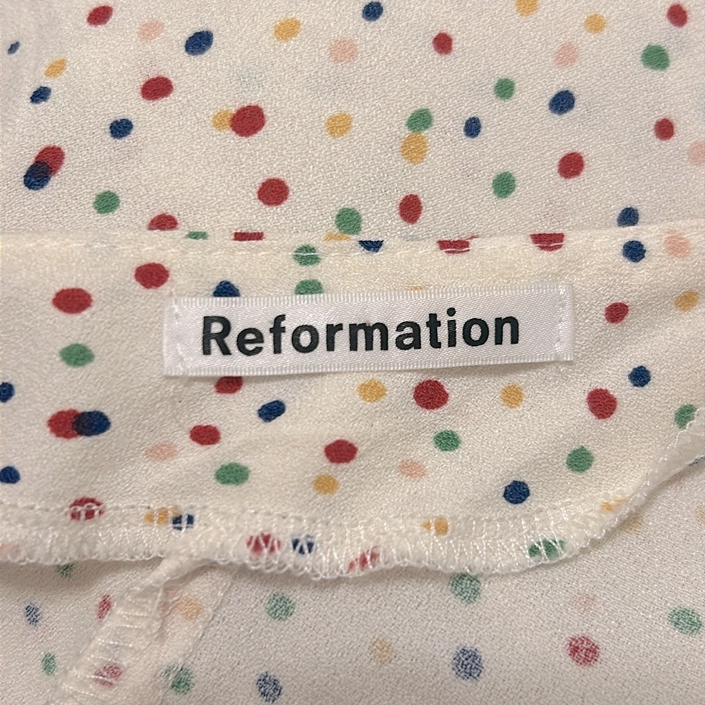 Reformation Francine One Sleeve Shoulder Top Birthday Polka Dot Size Small - Picture 15 of 16